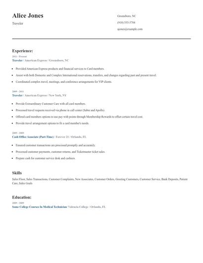 Traveler Resume