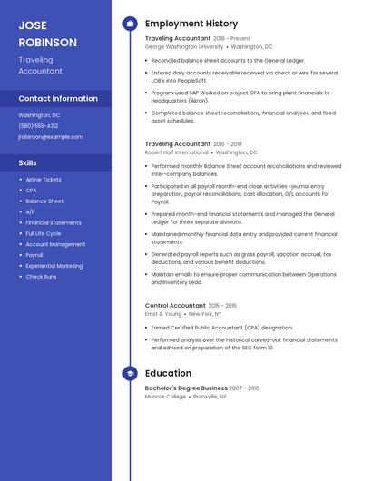 Traveling Accountant Resume