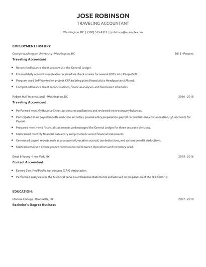 Traveling Accountant Resume
