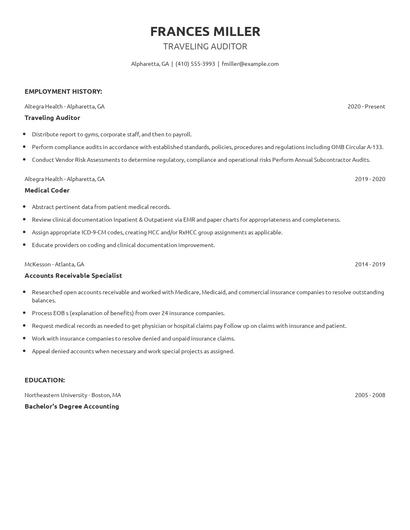 Traveling Auditor Resume