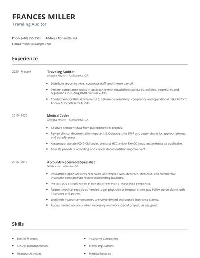 Traveling Auditor Resume