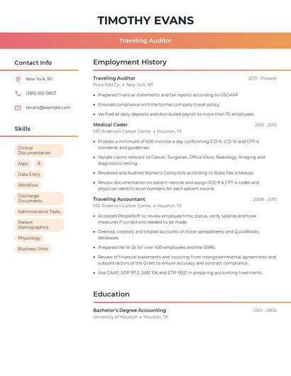 Traveling Auditor Resume