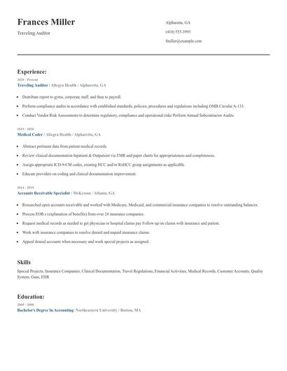 Traveling Auditor Resume