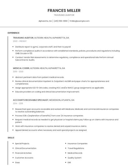Traveling Auditor Resume