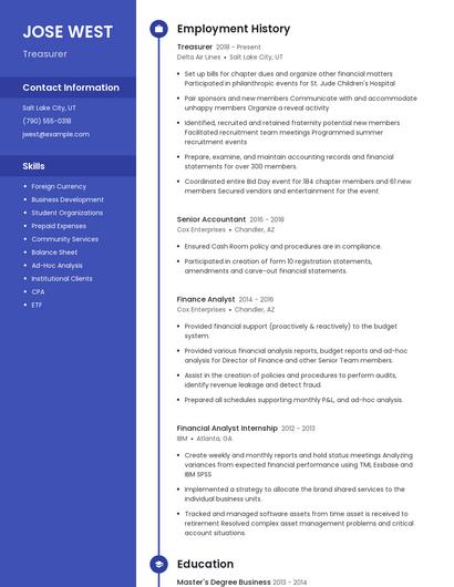 Treasurer Resume