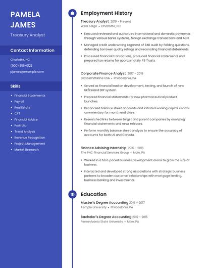 Treasury Analyst Resume