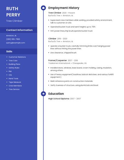 Tree Climber Resume
