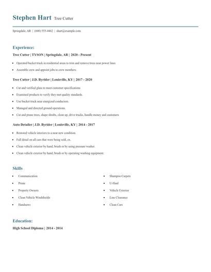 Tree Cutter Resume
