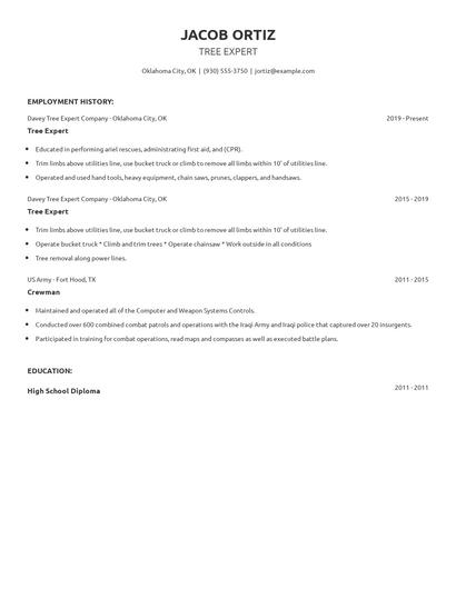 Tree Expert Resume