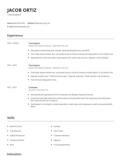 Tree Expert Resume