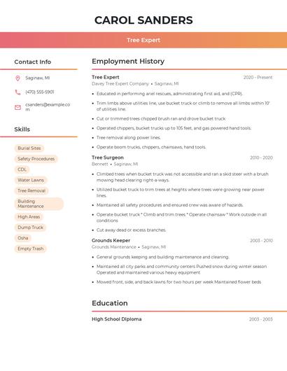 Tree Expert Resume