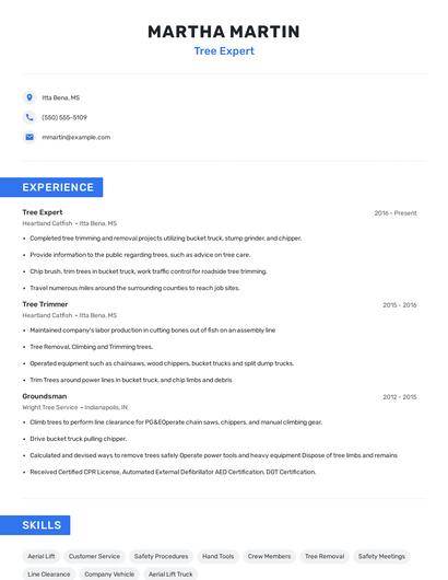 Tree Expert Resume
