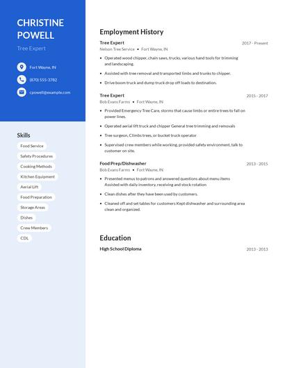 Tree Expert Resume