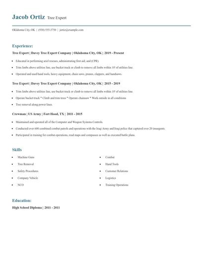 Tree Expert Resume