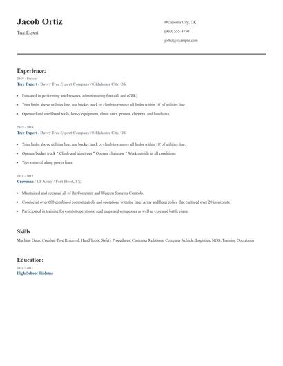Tree Expert Resume