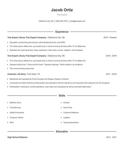 Tree Expert Resume