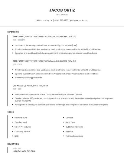 Tree Expert Resume