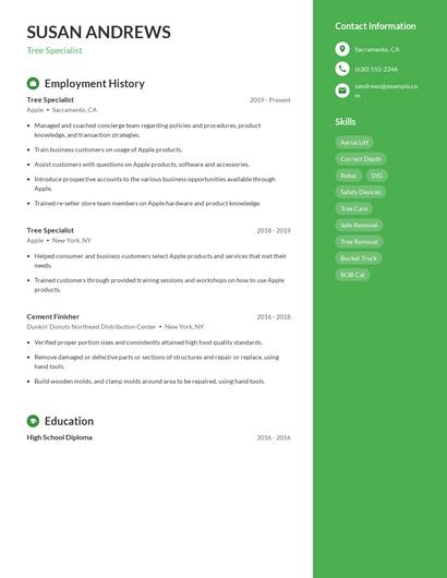 Tree Specialist Resume