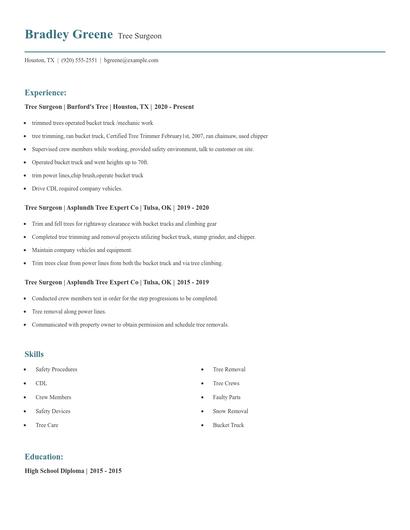 Tree Surgeon Resume