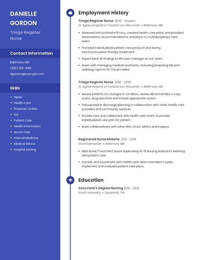 Triage Register Nurse Resume