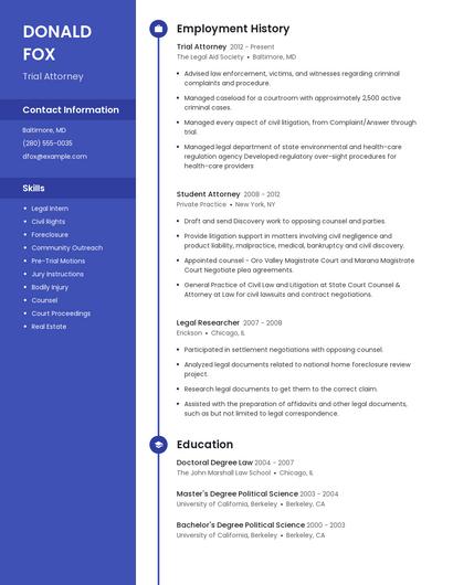 Trial Attorney Resume