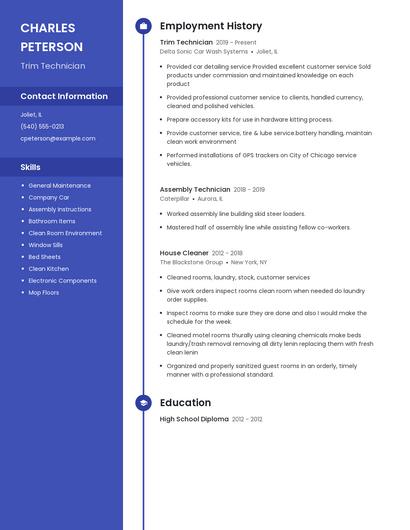 Trim Technician Resume