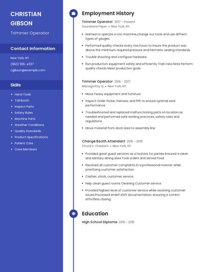 Trimmer Operator Resume