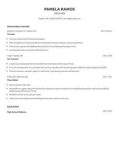 Trimmer Resume