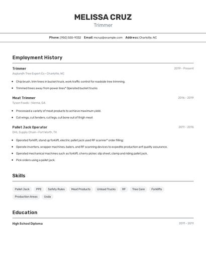 Trimmer Resume