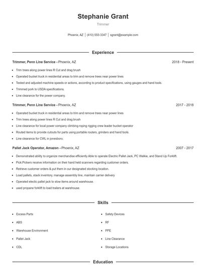 Trimmer Resume