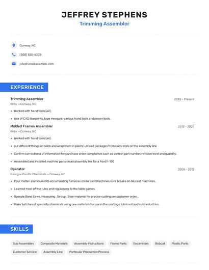 Trimming Assembler Resume