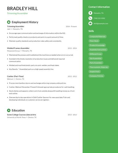 Trimming Assembler Resume