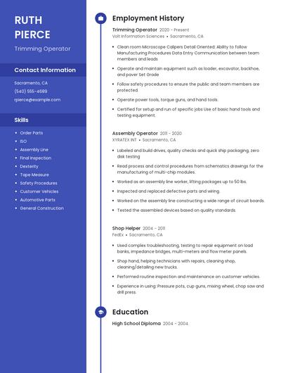 Trimming Operator Resume