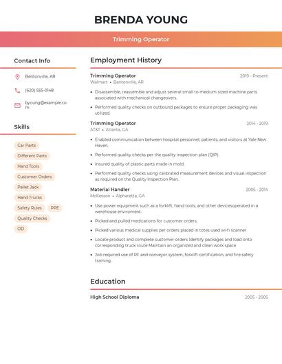Trimming Operator Resume