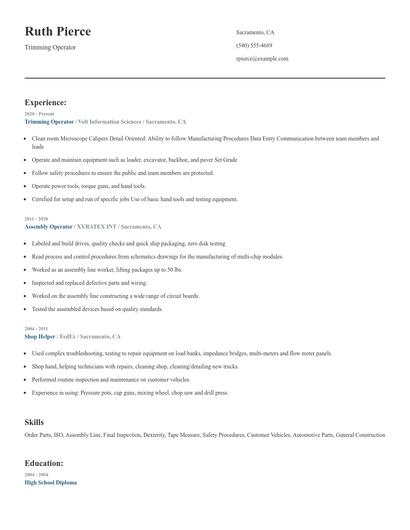 Trimming Operator Resume