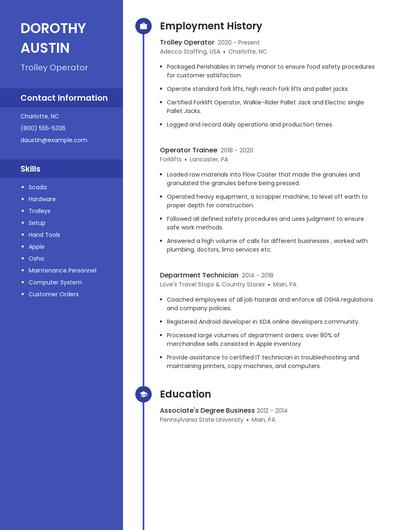 Trolley Operator Resume
