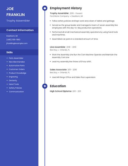 Trophy Assembler Resume