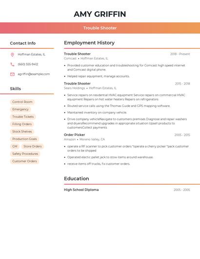 Trouble Shooter Resume