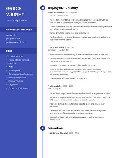 Truck Dispatcher Resume