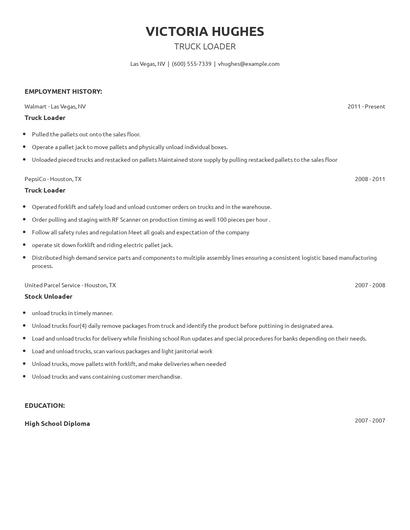 Truck Loader Resume