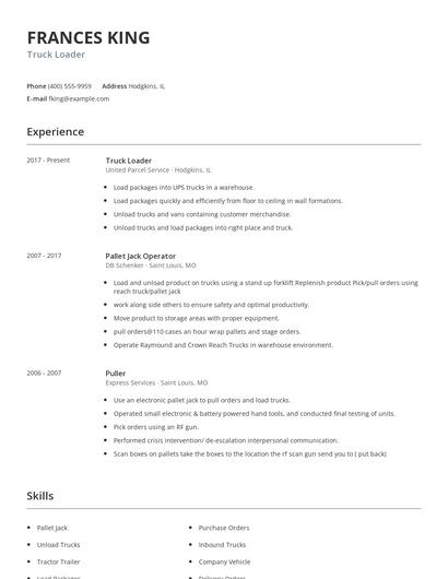 Truck Loader Resume