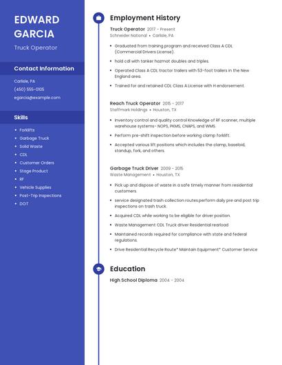 Truck Operator Resume