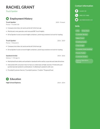 Truck Spotter Resume