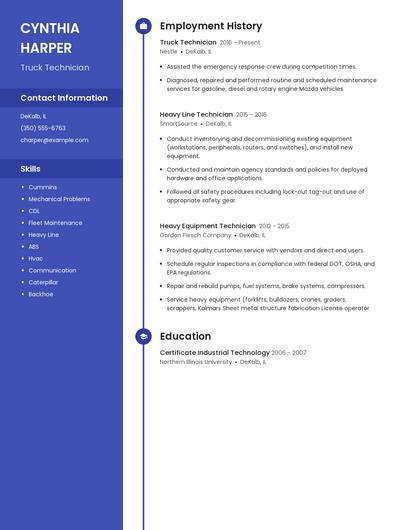 Truck Technician Resume