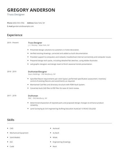 Truss Designer Resume