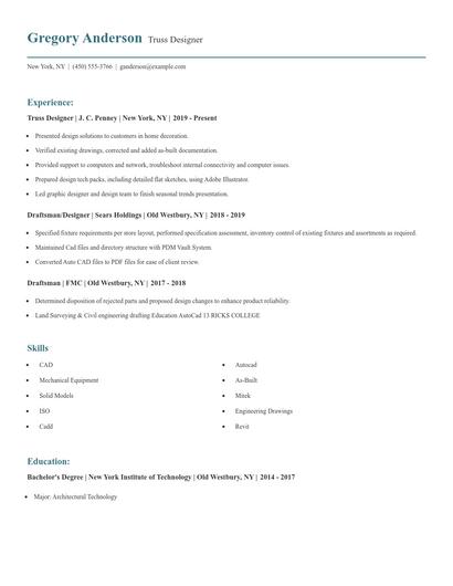 Truss Designer Resume