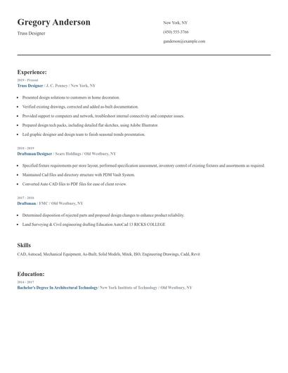 Truss Designer Resume