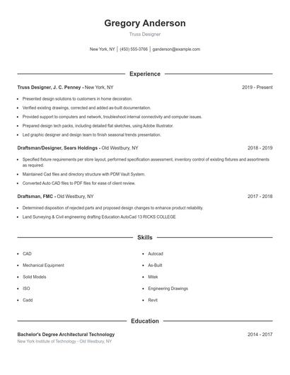 Truss Designer Resume