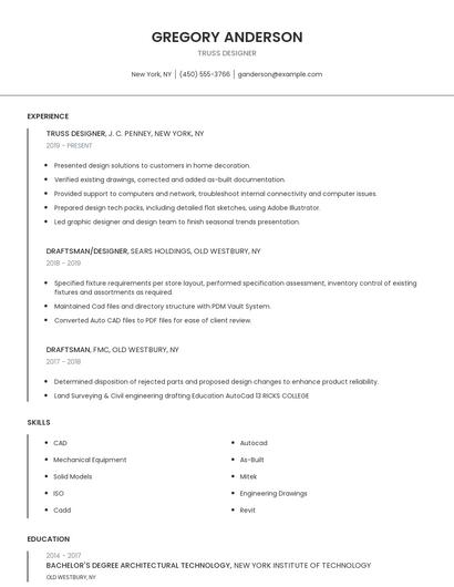 Truss Designer Resume