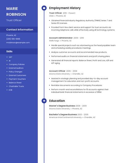 Trust Officer Resume